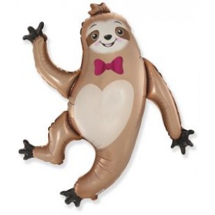 Cute Sloth with Bowtie Supershape Balloon